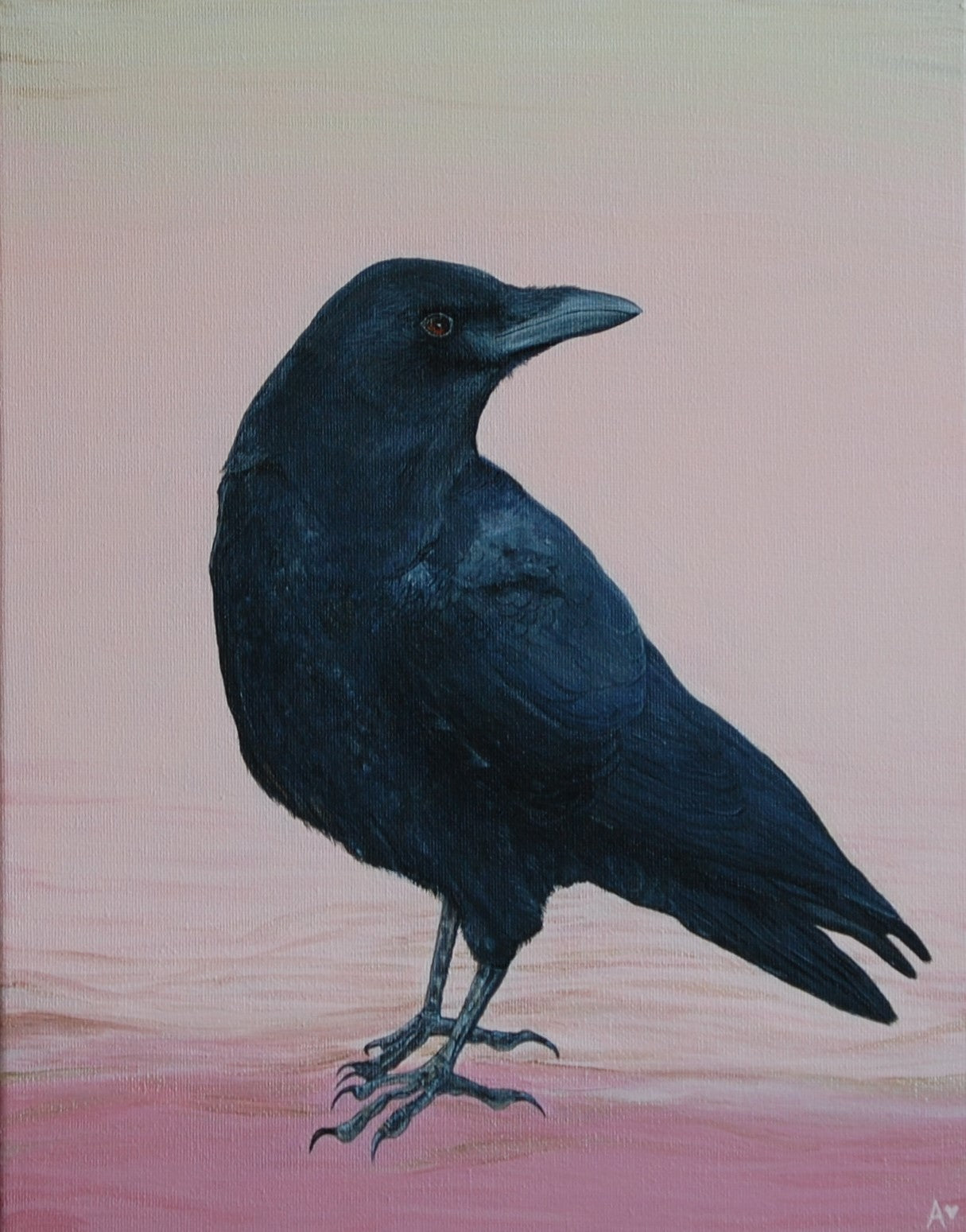 Dark Night of the Crow - Original Crow art by Artist Amy Baffa - Acrylic on Canvas. Canvas Print