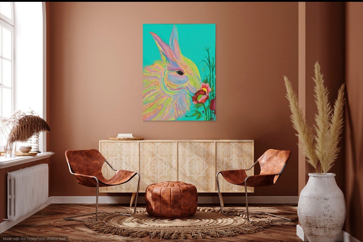Peter Cottontail - Canvas Print Original Artwork by Amy Watt