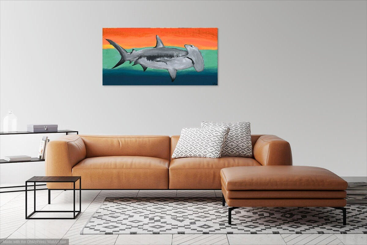 Hammerhead Shark - Canvas Print Original Artwork by Amy Baffa