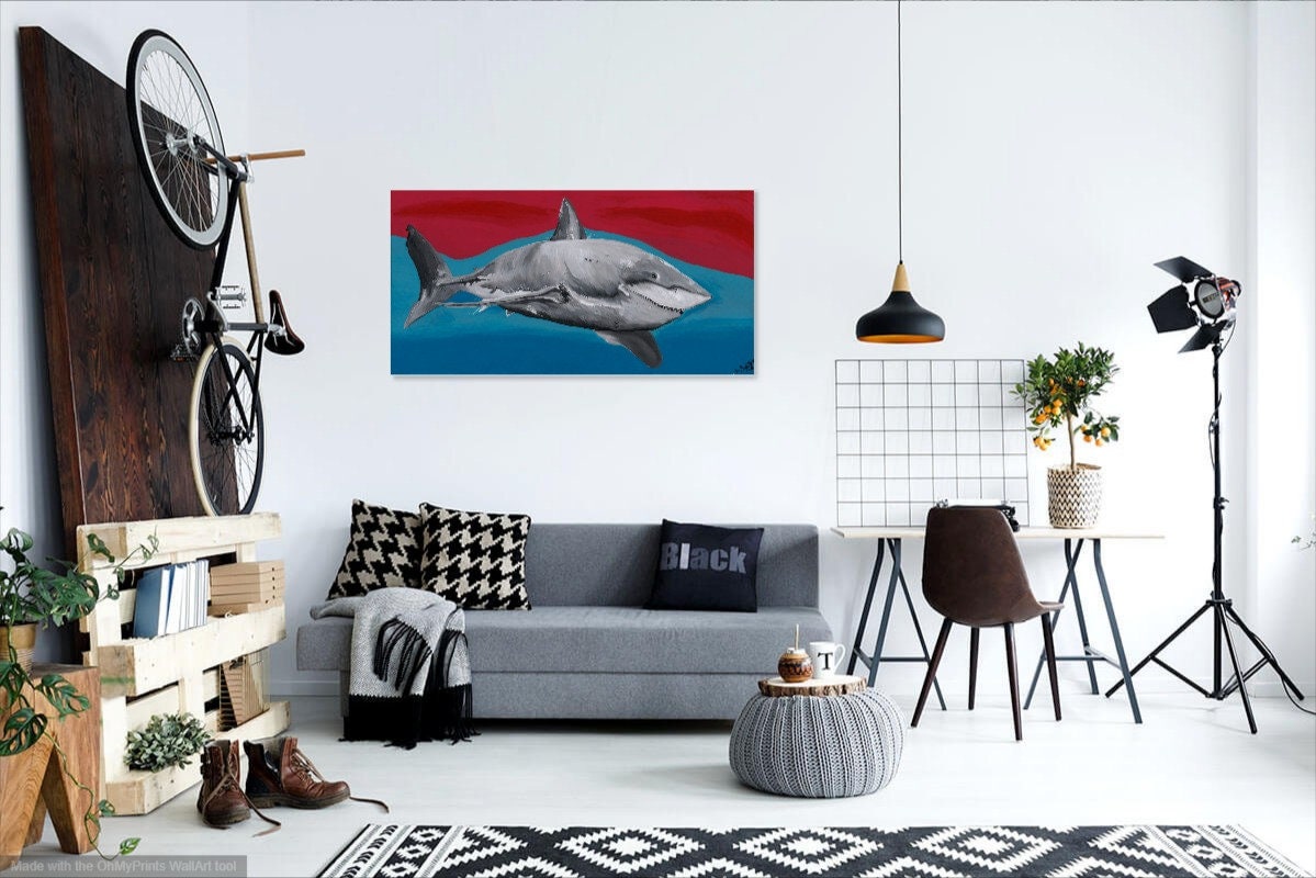 Mr. Shark - Canvas Print Original Artwork by Amy Baffa