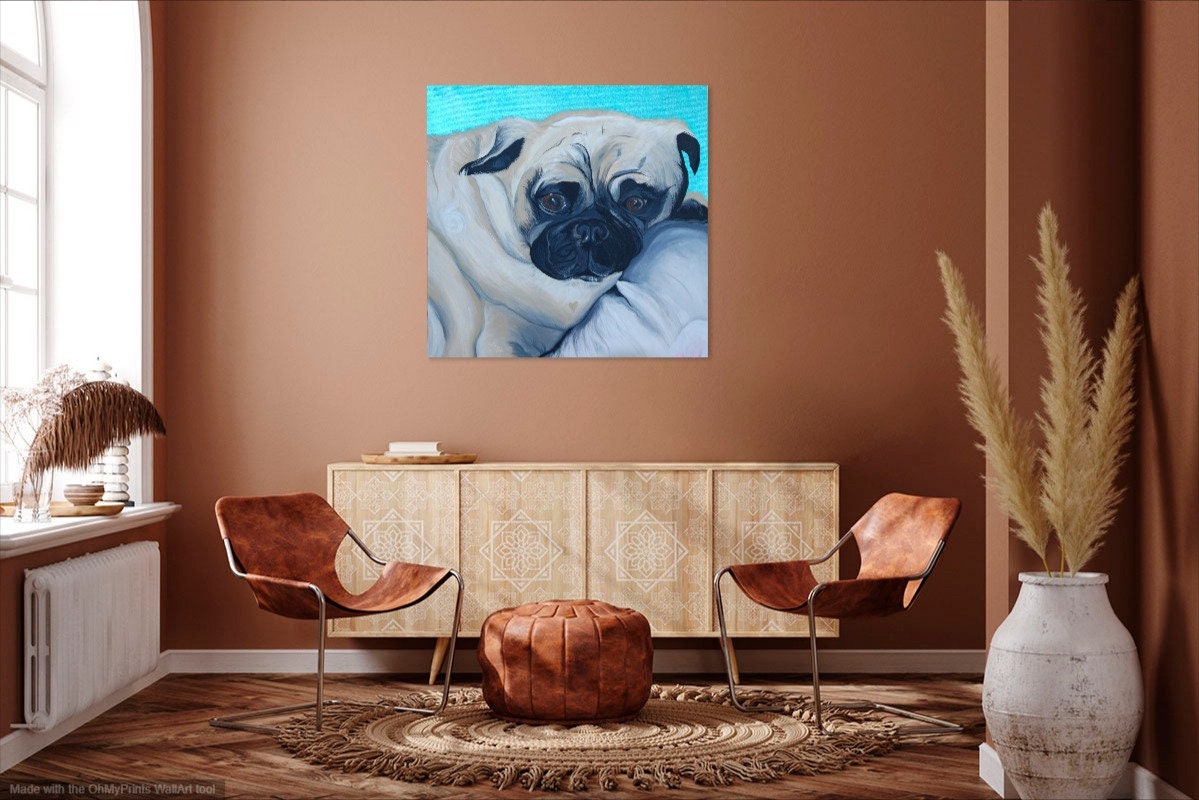 Pug Love - Canvas Print Original Artwork by Amy Watt