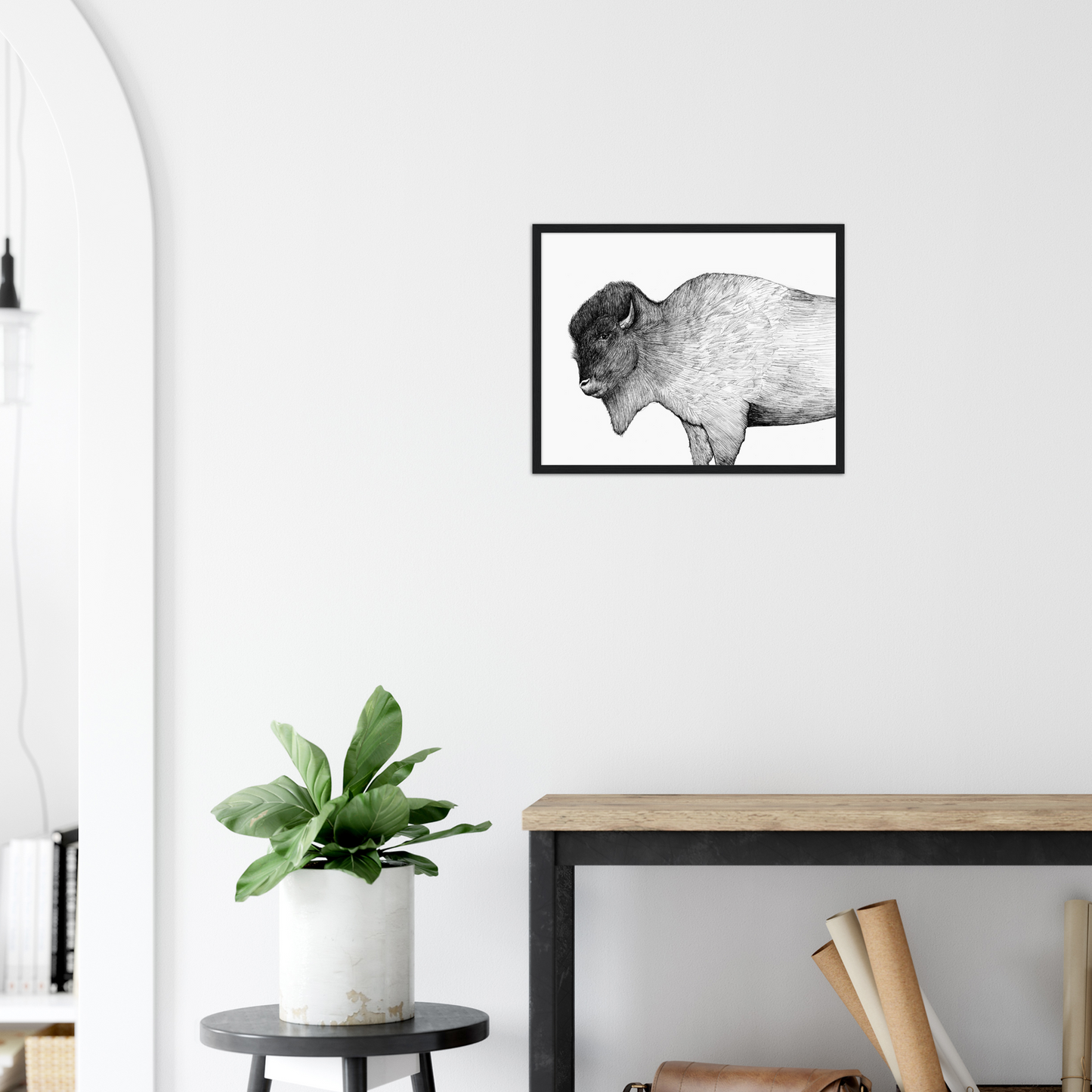 Native Arizona Buffalo - Classic Matte Paper Wooden Framed Poster