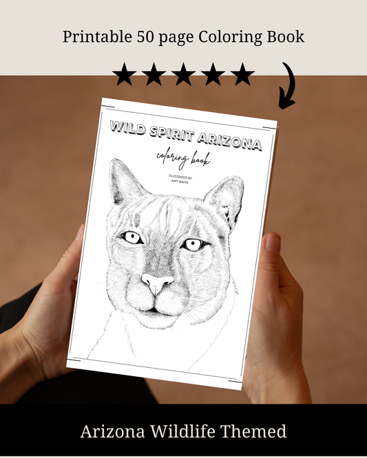 Digital Coloring Book Pages Hand-Illustrated Printable for Adults & Kids by Arizona Artist Amy Baffa