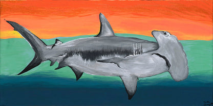Hammerhead Shark - Canvas Print Original Artwork by Amy Baffa