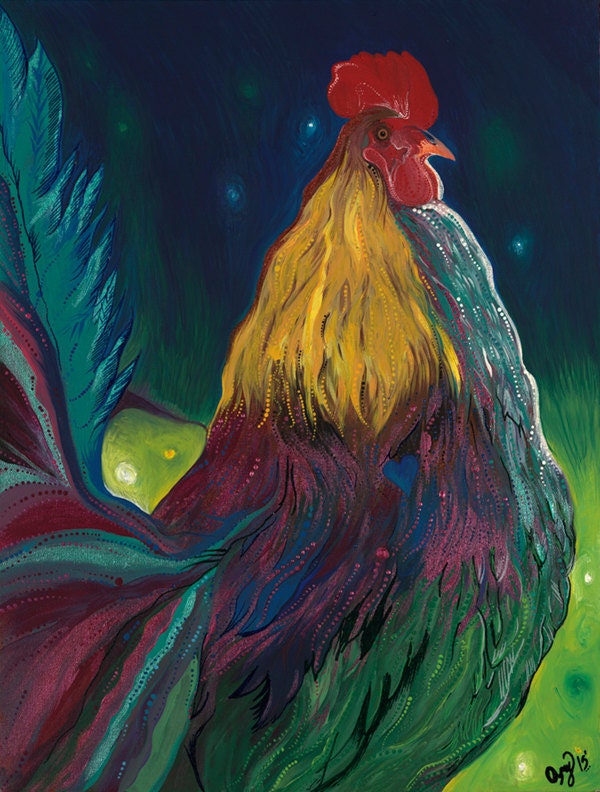Royal Rooster - Canvas Print Original Artwork by Amy Watt