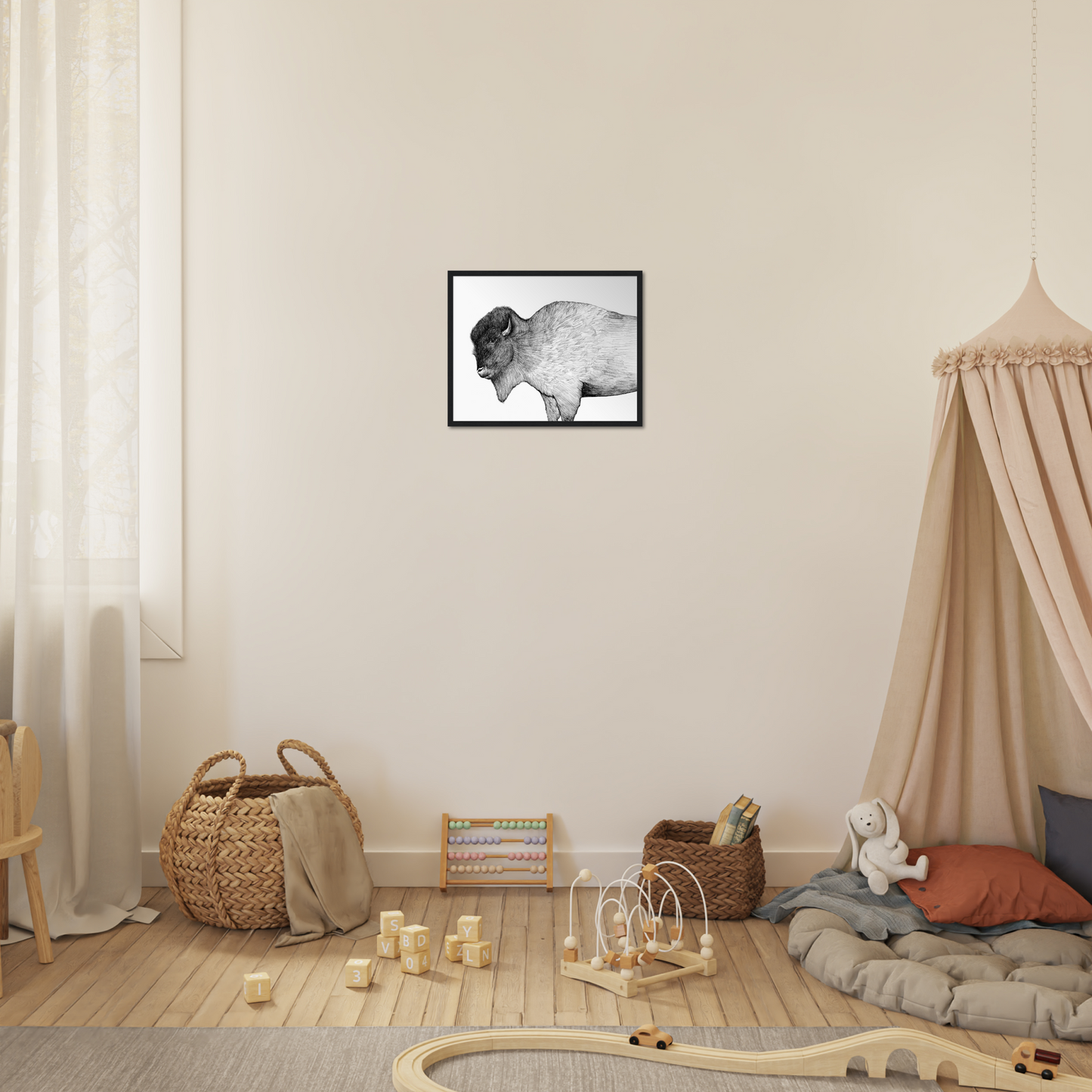 Native Arizona Buffalo - Classic Matte Paper Wooden Framed Poster