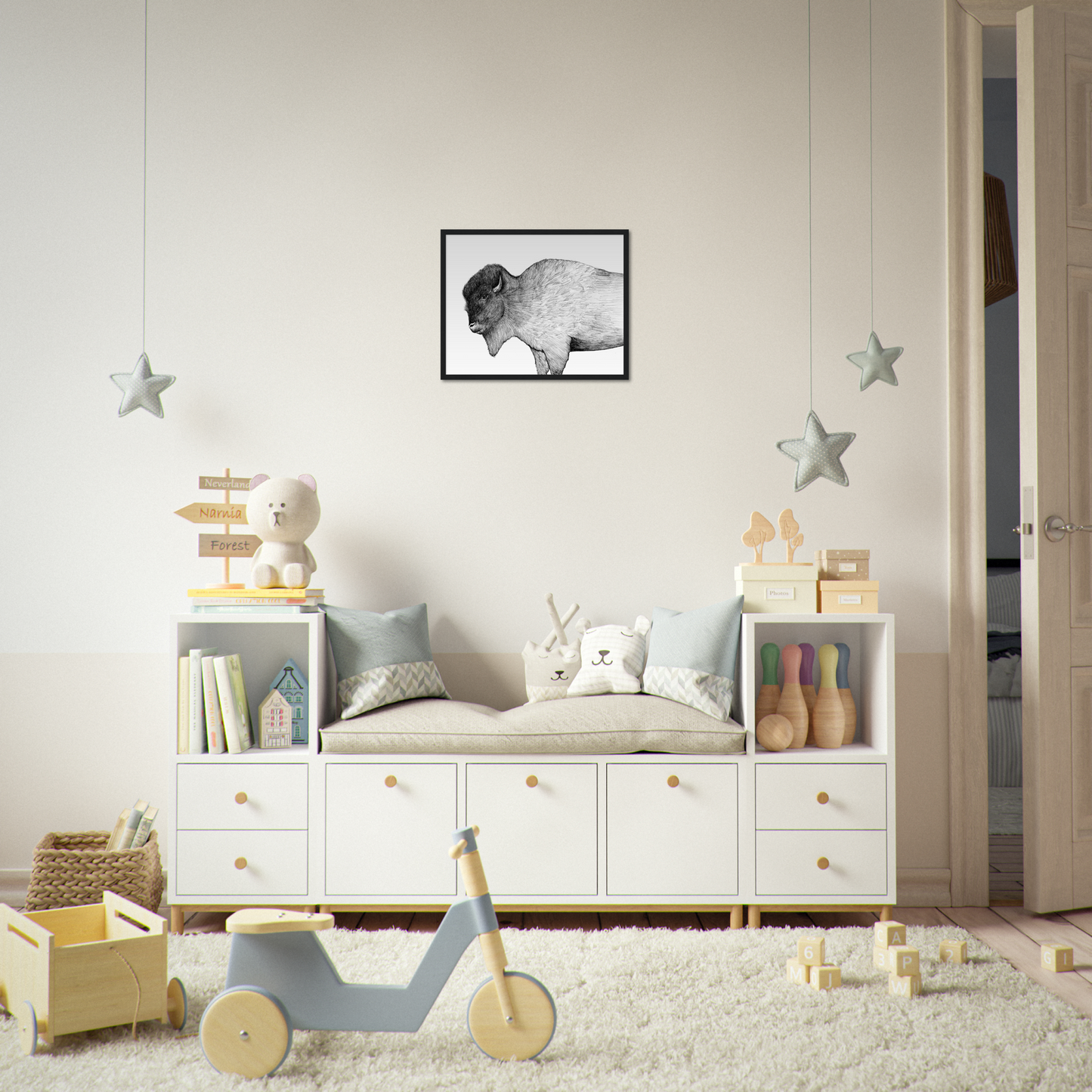 Native Arizona Buffalo - Classic Matte Paper Wooden Framed Poster