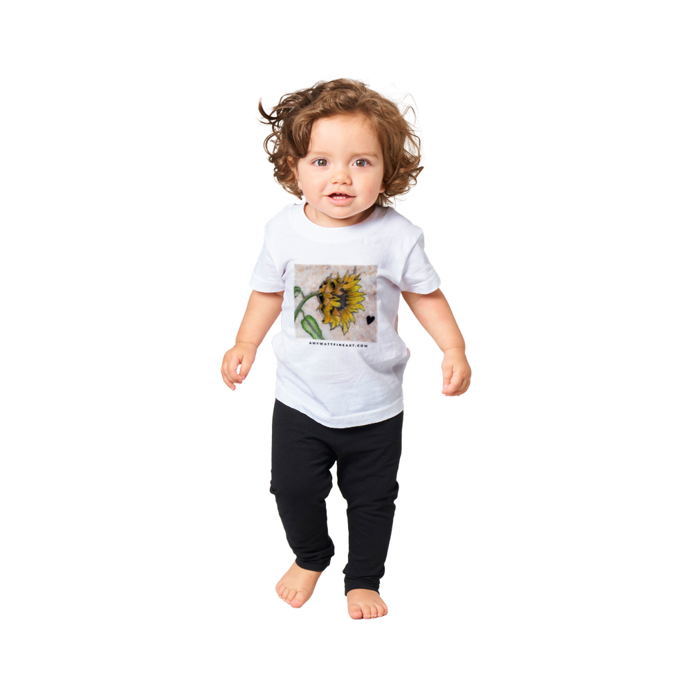 Adorable Sunflower on stone Classic Baby Crewneck T-shirt