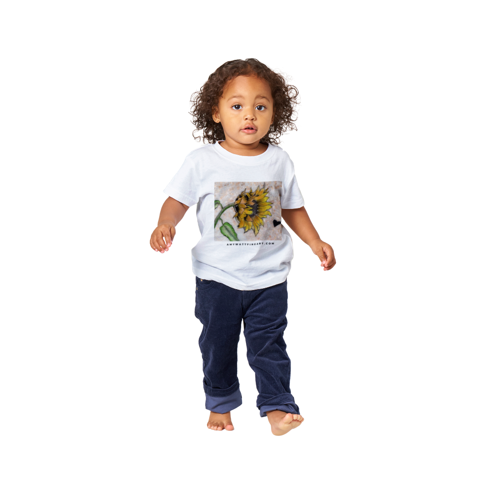 Adorable Sunflower on stone Classic Baby Crewneck T-shirt
